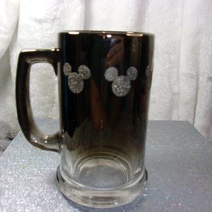 H-86 DISNEY MICKEY MOUSE SMOKED GLASS METALLIC GLITTER MUG